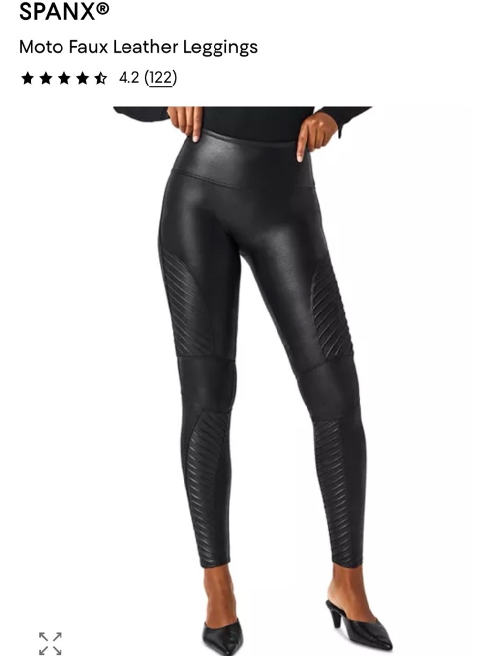 SPANX Moto Faux Leather Leggings in Black - Size XS